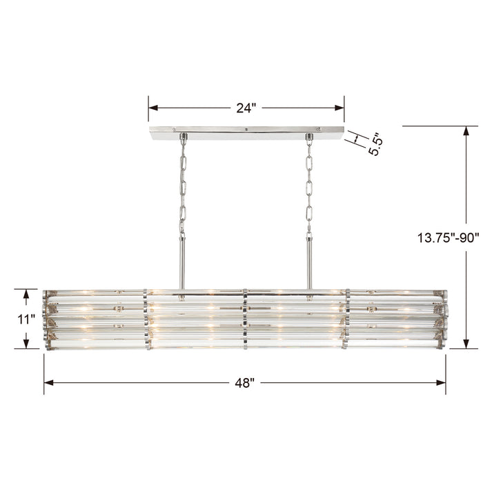 Crystorama ELL-B3007-PN Six Light Chandelier, Polished Nickel