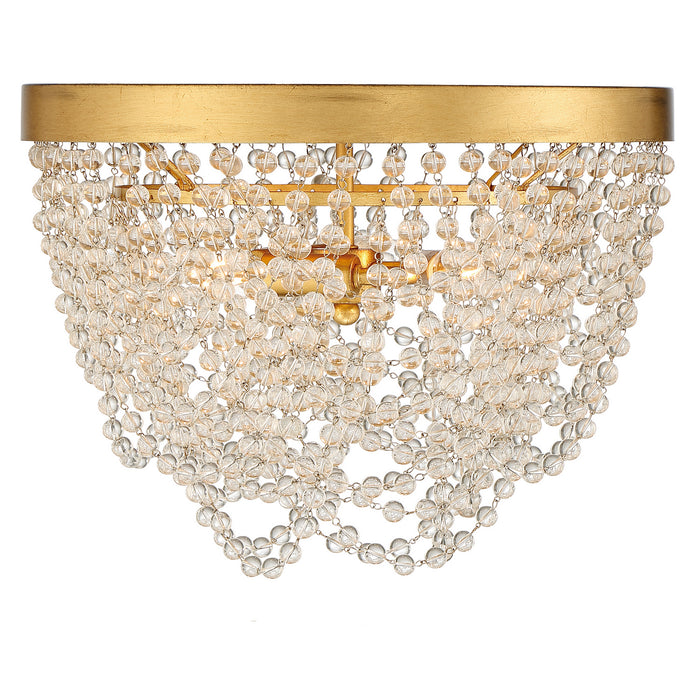 Crystorama FIO-A9103-GA-CL Three Light Flush Mount, Antique Gold