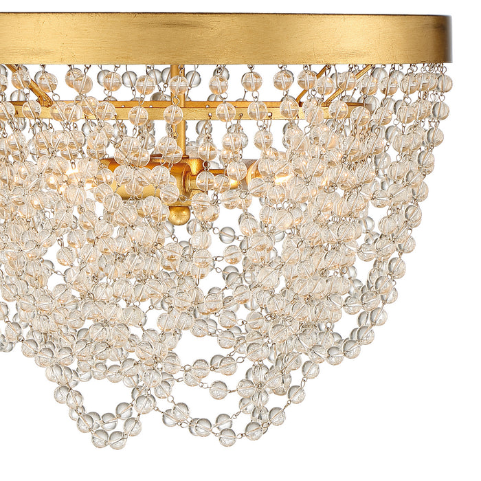 Crystorama FIO-A9103-GA-CL Three Light Flush Mount, Antique Gold