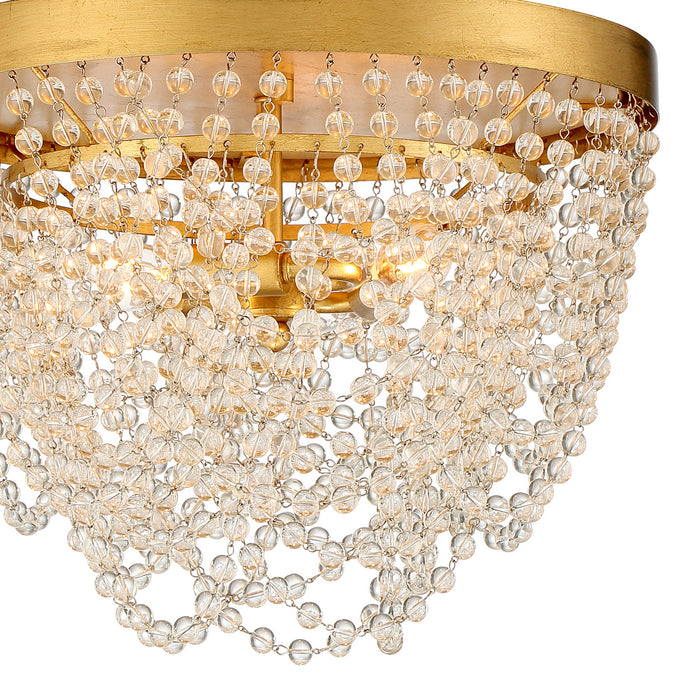 Crystorama FIO-A9103-GA-CL Three Light Flush Mount, Antique Gold