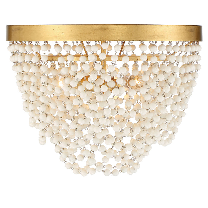 Crystorama FIO-A9103-GA-WH Three Light Flush Mount, Antique Gold