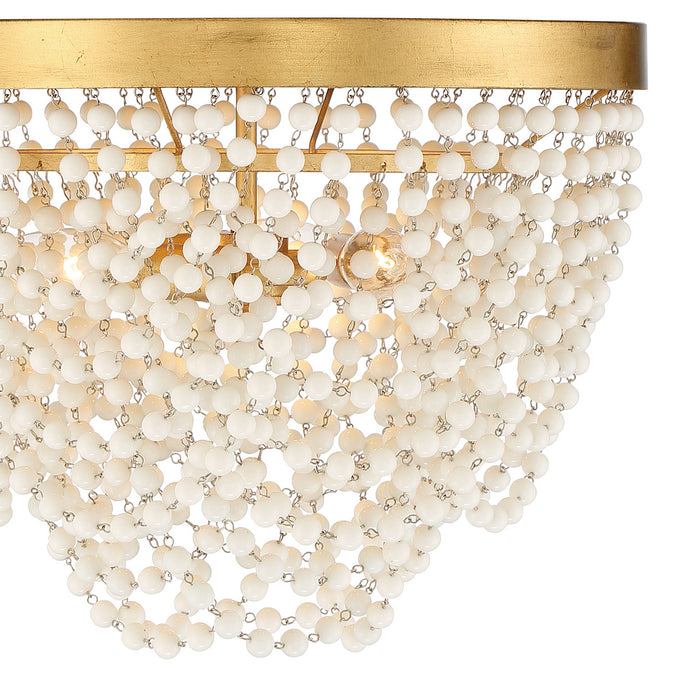 Crystorama FIO-A9103-GA-WH Three Light Flush Mount, Antique Gold