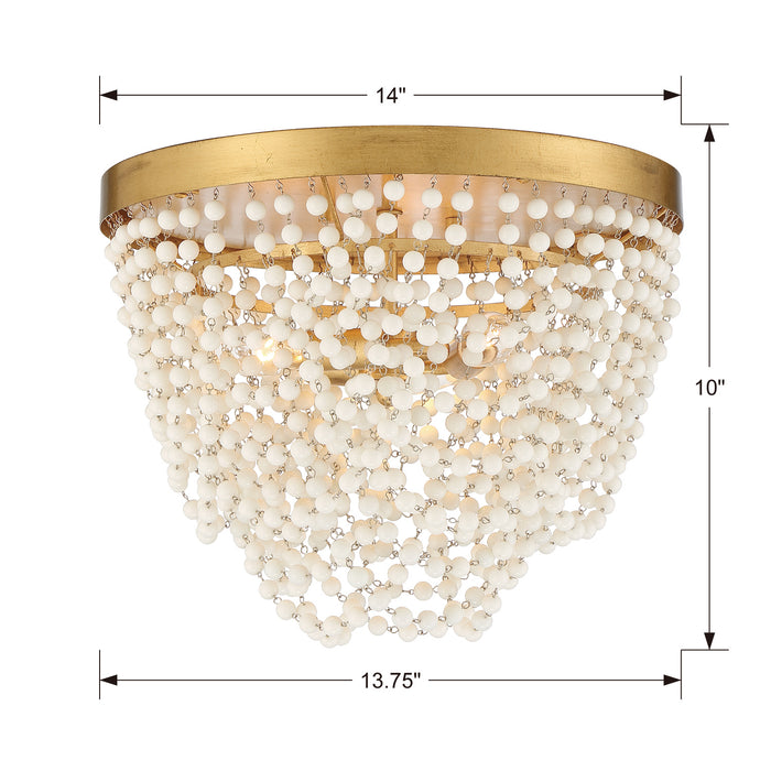 Crystorama FIO-A9103-GA-WH Three Light Flush Mount, Antique Gold