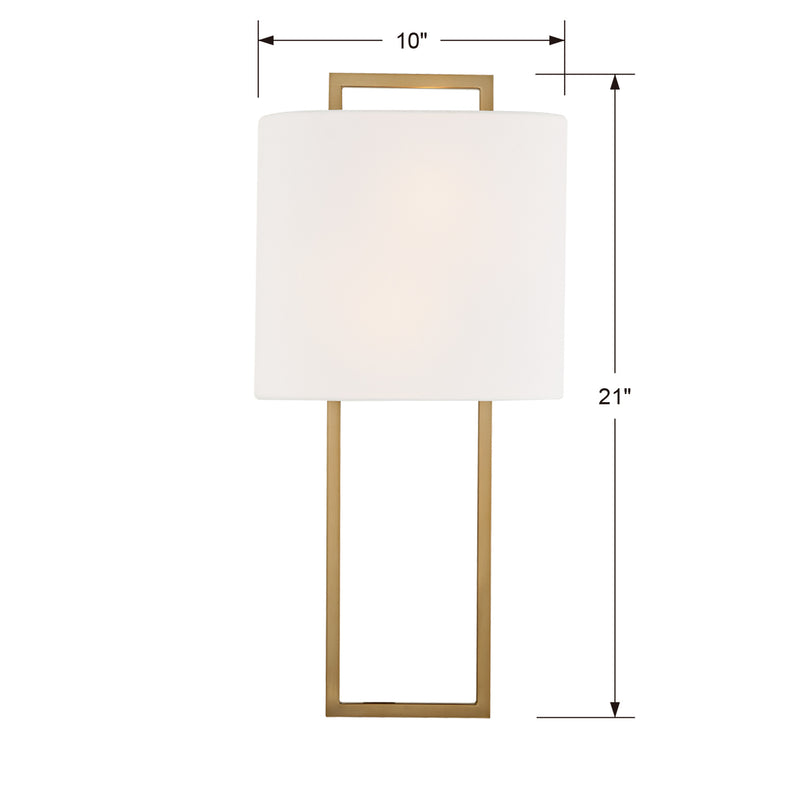 Crystorama FRE-422-VG Two Light Wall Sconce, Vibrant Gold