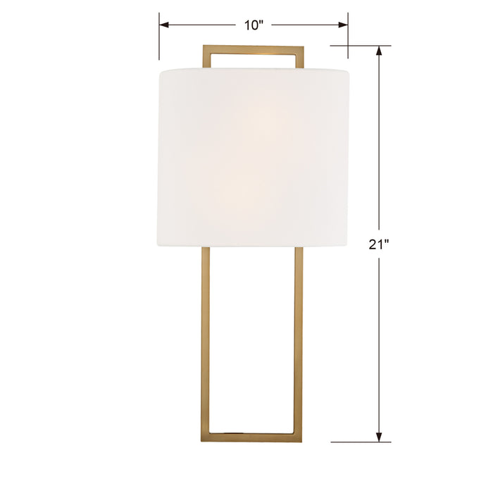 Crystorama FRE-422-VG Two Light Wall Sconce, Vibrant Gold