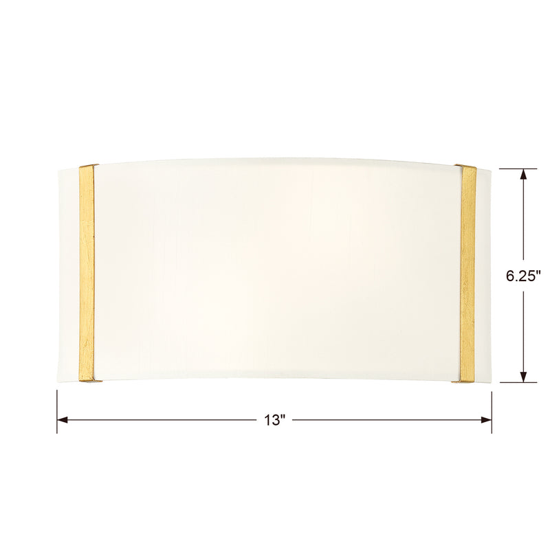Crystorama FUL-902-GA Two Light Wall Sconce, Antique Gold