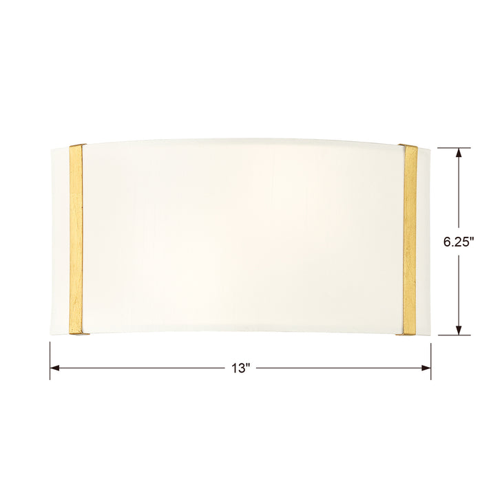 Crystorama FUL-902-GA Two Light Wall Sconce, Antique Gold