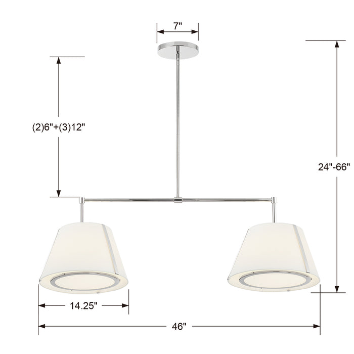 Crystorama FUL-906-PN Four Light Chandelier, Polished Nickel