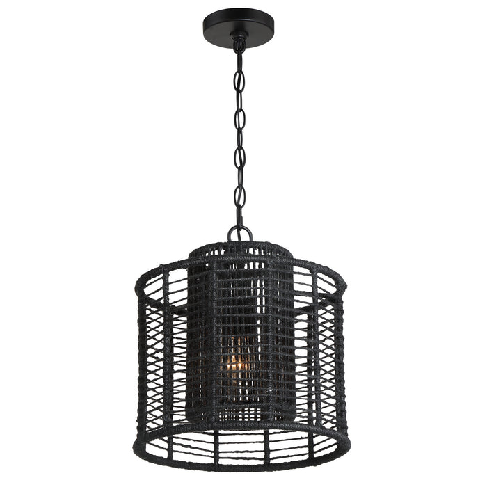 Crystorama JAY-A5001-MK One Light Pendant, Matte Black