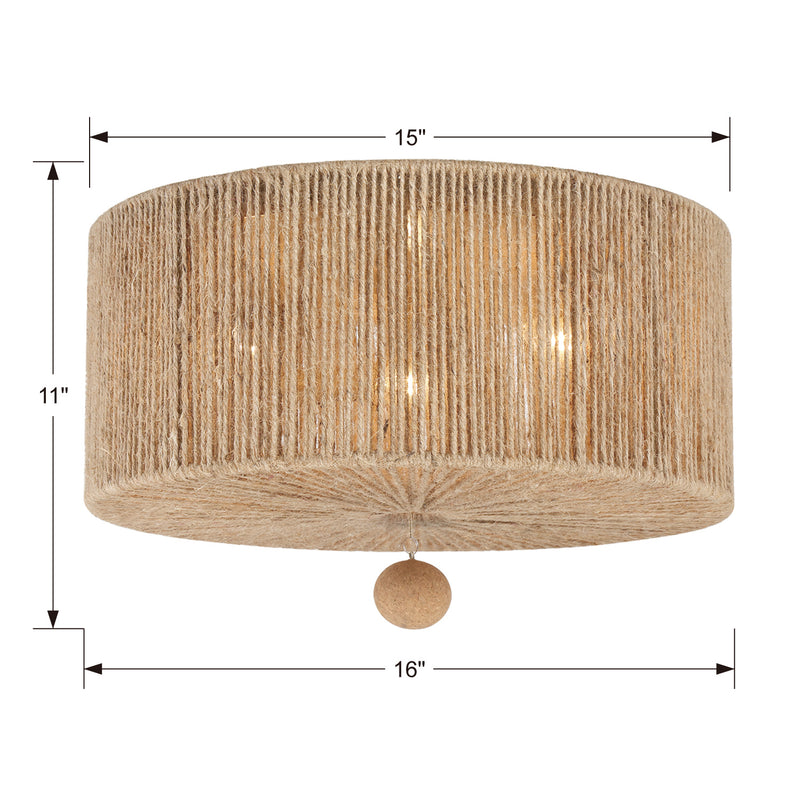 Crystorama JES-B7103-BS Three Light Flush Mount, Burnished Silver
