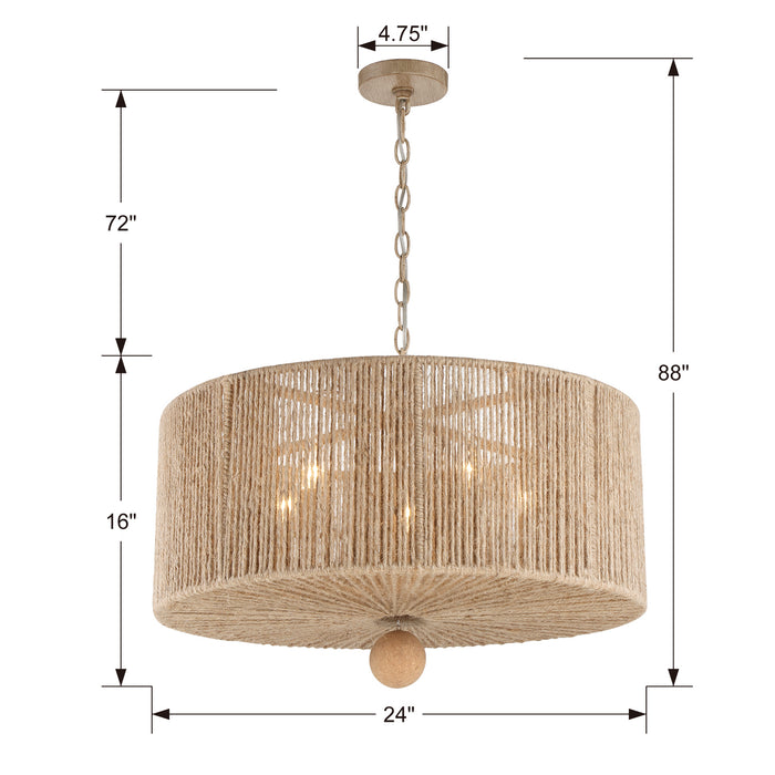 Crystorama JES-B7105-BS Five Light Pendant, Burnished Silver
