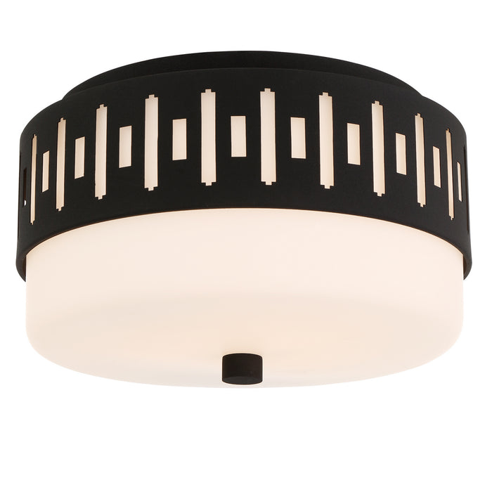 Crystorama KEA-B8200-BF Two Light Flush Mount, Black Forged