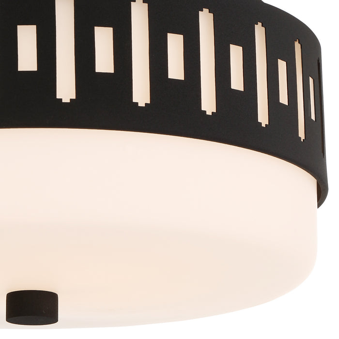Crystorama KEA-B8200-BF Two Light Flush Mount, Black Forged