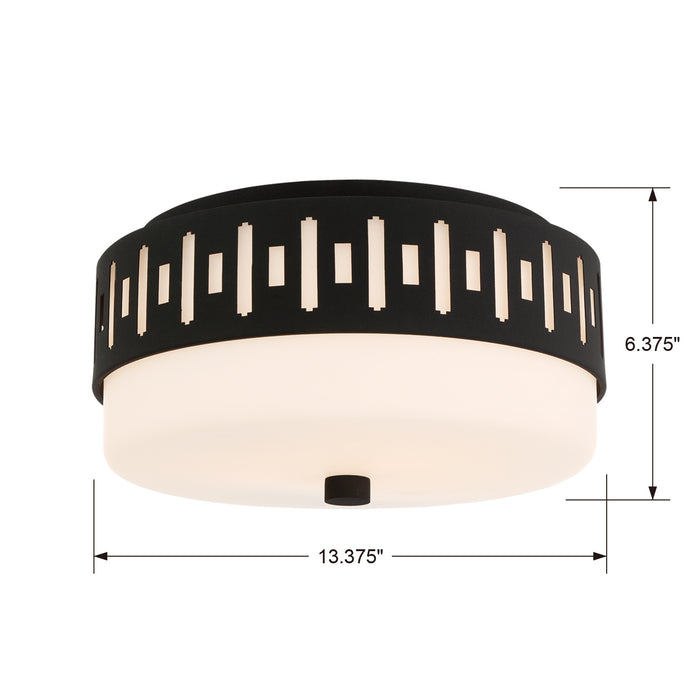 Crystorama KEA-B8200-BF Two Light Flush Mount, Black Forged