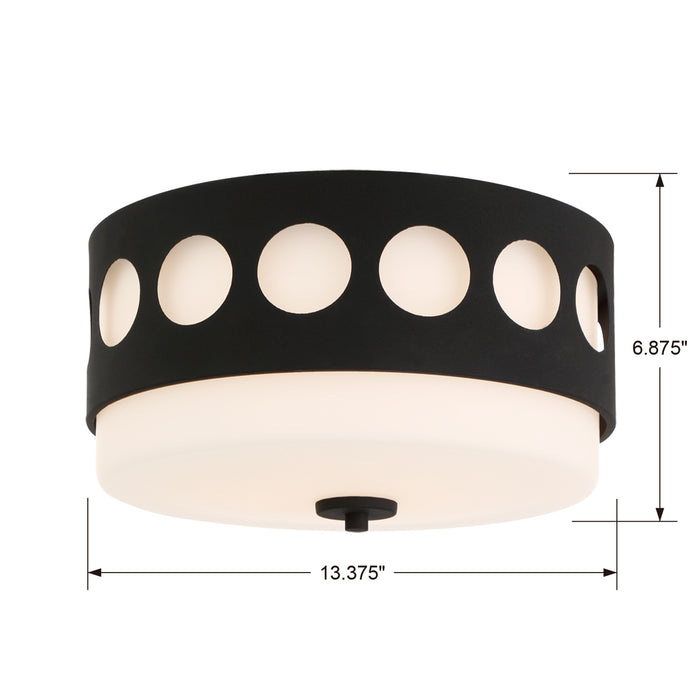Crystorama KIR-B8100-BF Two Light Flush Mount, Black Forged