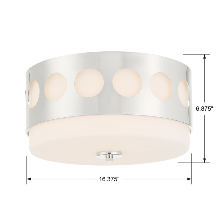 Crystorama KIR-B8100-PN Two Light Flush Mount, Polished Nickel