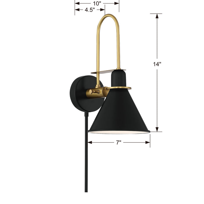 Crystorama MED-B5501-MK One Light Wall Sconce, Matte Black