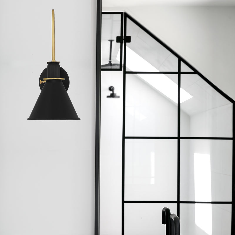 Crystorama MED-B5501-MK One Light Wall Sconce, Matte Black