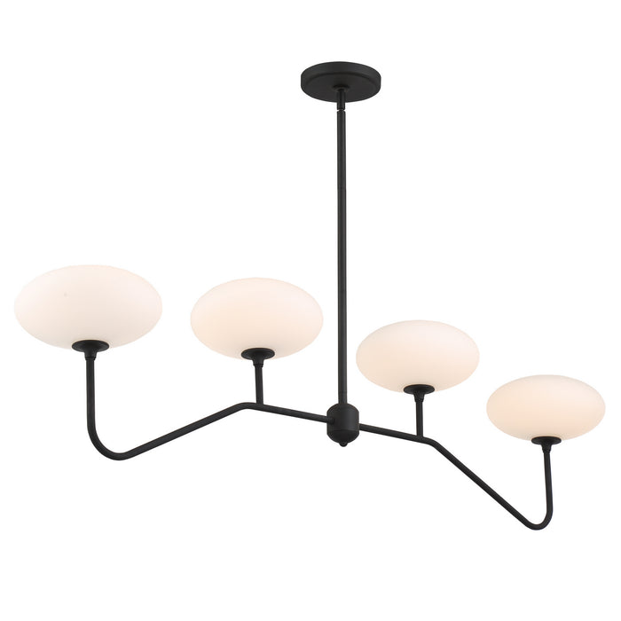 Crystorama PKR-B8504-BF Four Light Chandelier, Black Forged