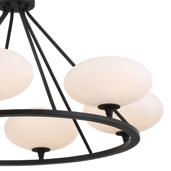 Crystorama PKR-B8506-BF Six Light Chandelier, Black Forged