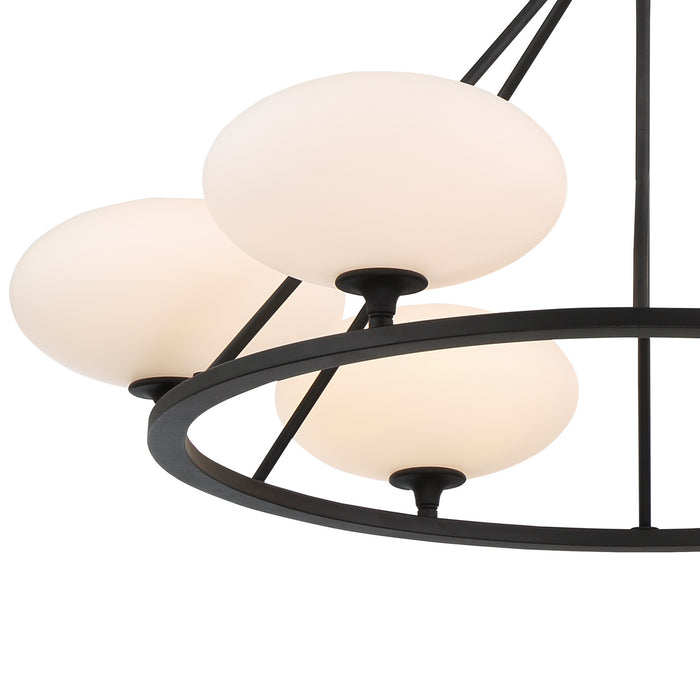 Crystorama PKR-B8506-BF Six Light Chandelier, Black Forged
