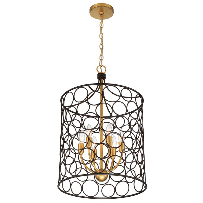 Crystorama STM-B5106-BZ-GA Six Light Mini Chandelier, Bronze + Antique Gold