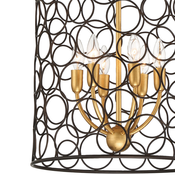 Crystorama STM-B5106-BZ-GA Six Light Mini Chandelier, Bronze + Antique Gold