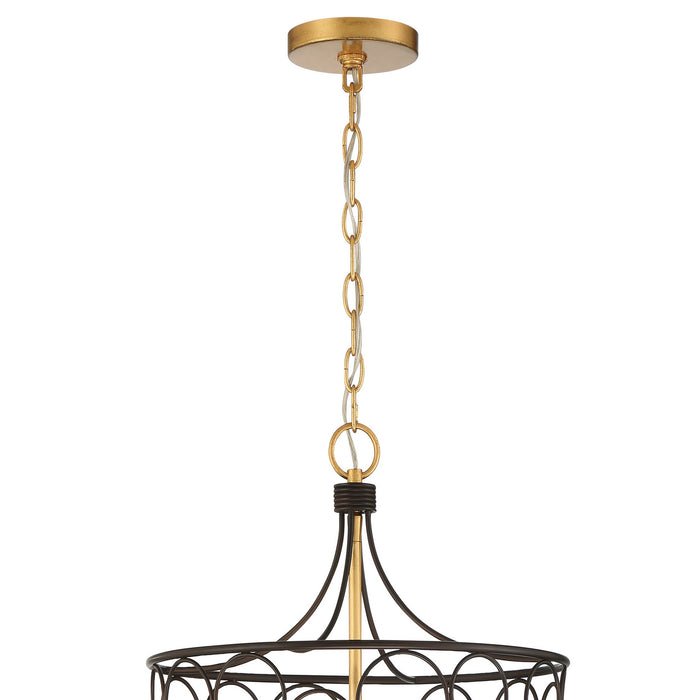 Crystorama STM-B5106-BZ-GA Six Light Mini Chandelier, Bronze + Antique Gold