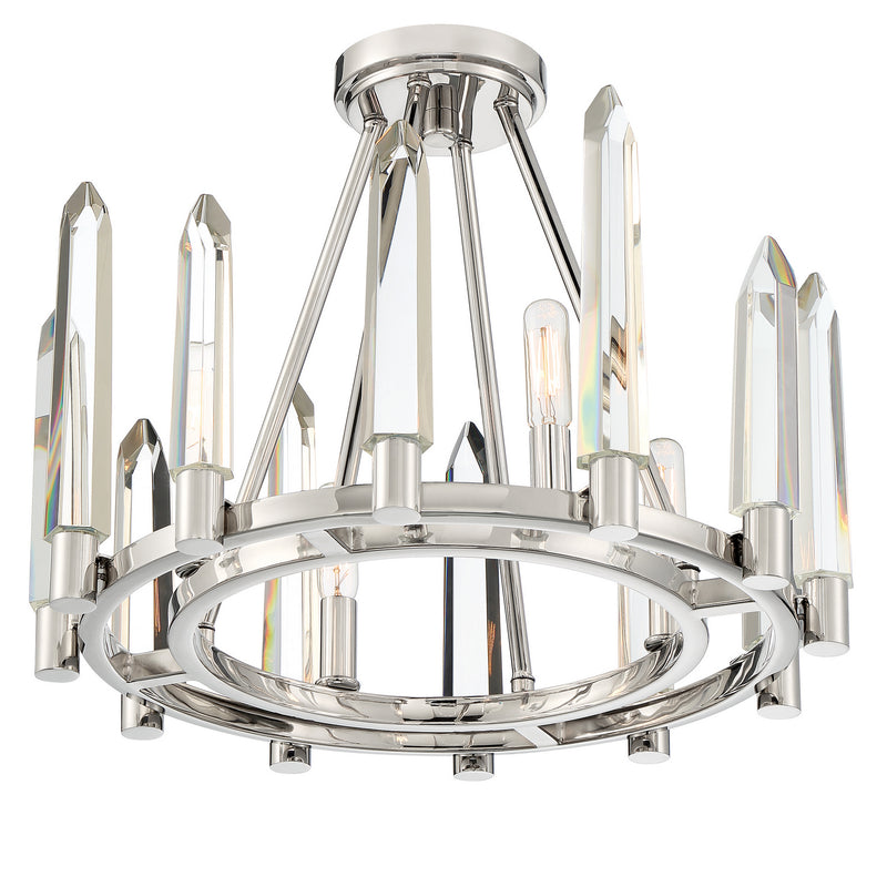 Crystorama WAT-B2004-PN Four Light Semi Flush Mount, Polished Nickel