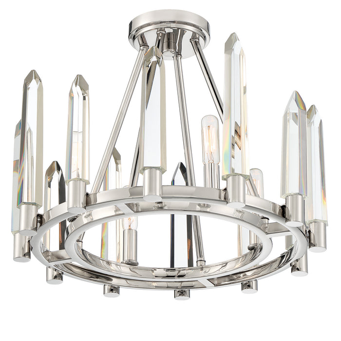 Crystorama WAT-B2004-PN Four Light Semi Flush Mount, Polished Nickel