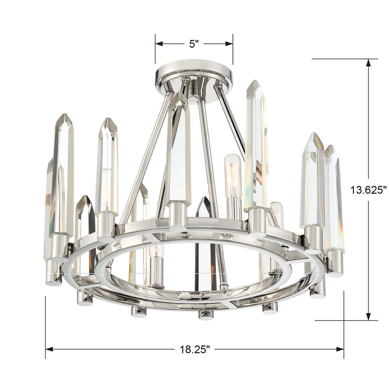 Crystorama WAT-B2004-PN Four Light Semi Flush Mount, Polished Nickel