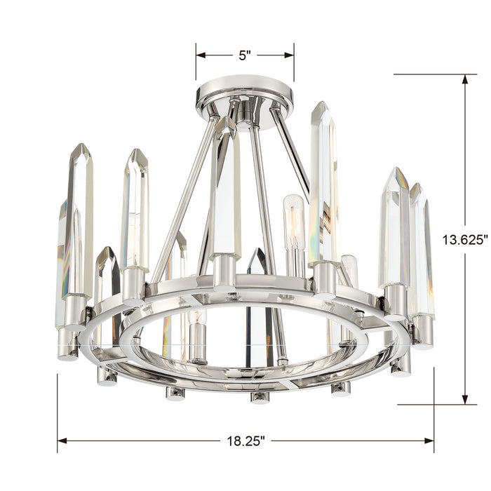 Crystorama WAT-B2004-PN Four Light Semi Flush Mount, Polished Nickel