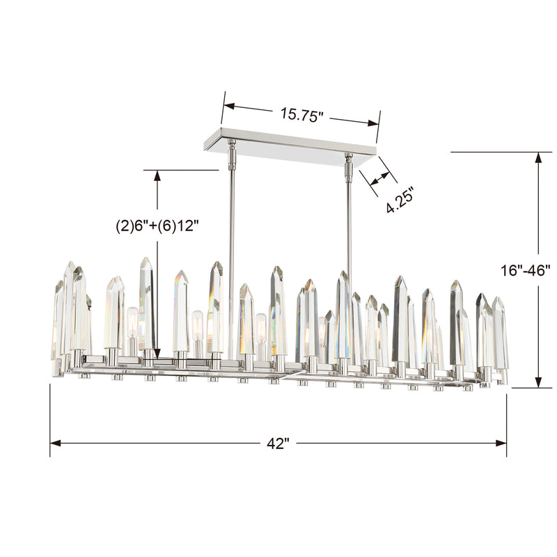 Crystorama WAT-B2006-PN Six Light Chandelier, Polished Nickel