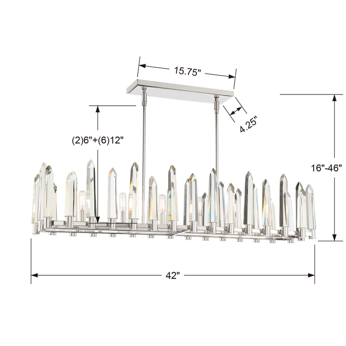 Crystorama WAT-B2006-PN Six Light Chandelier, Polished Nickel