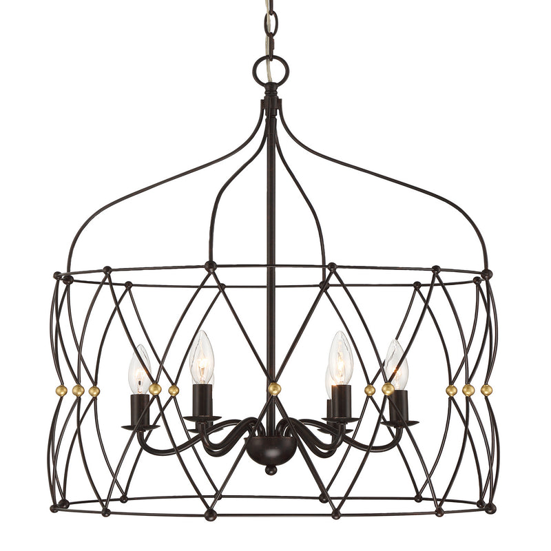 Crystorama ZUC-A9035-EB-GA Six Light Chandelier, English Bronze + Antique Gold