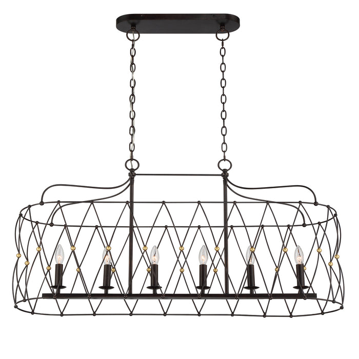Crystorama ZUC-A9037-EB-GA Six Light Chandelier, English Bronze + Antique Gold
