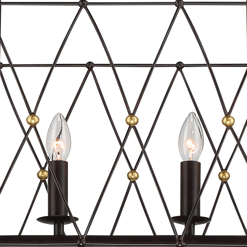 Crystorama ZUC-A9037-EB-GA Six Light Chandelier, English Bronze + Antique Gold