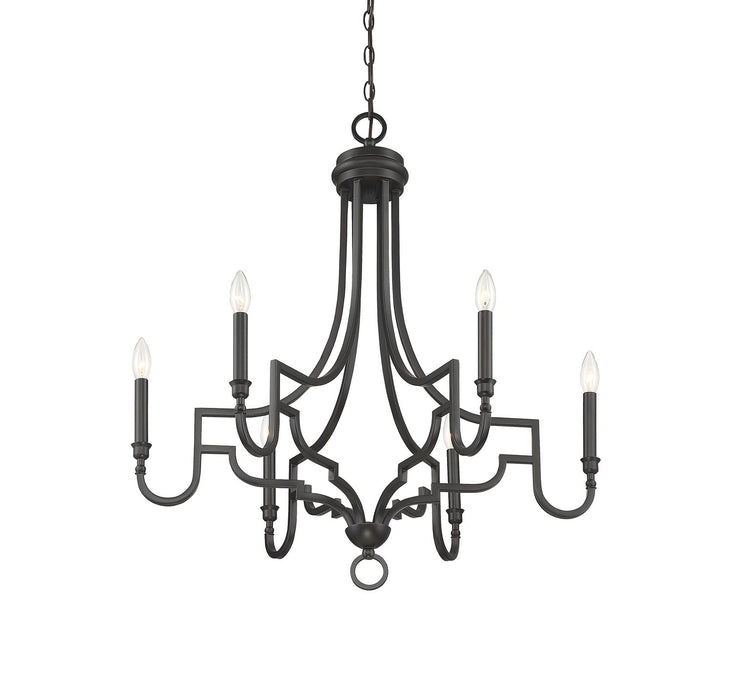 Meridian M10083MBK Six Light Chandelier, Matte Black