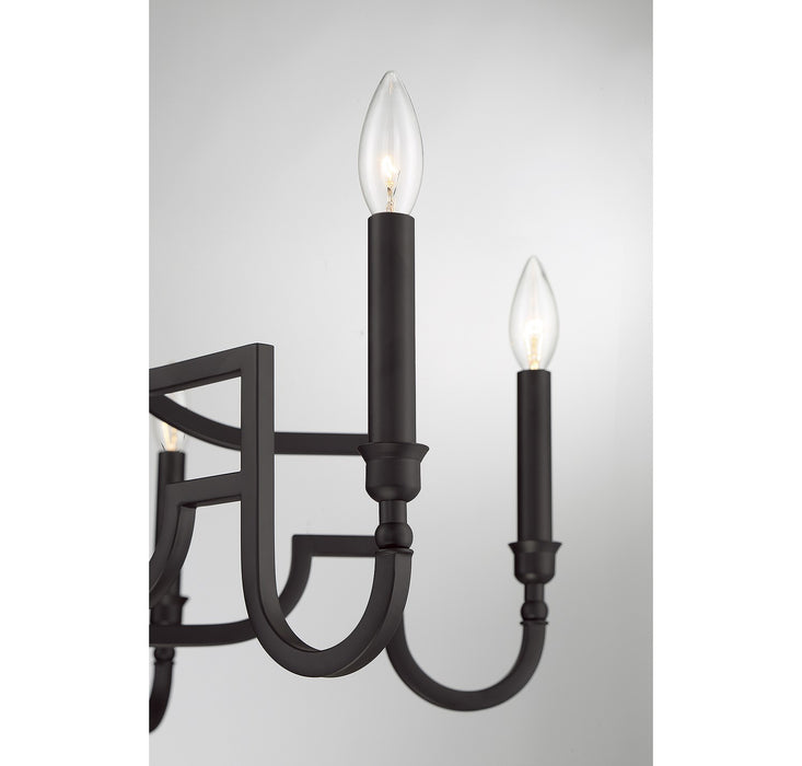 Meridian M10083MBK Six Light Chandelier, Matte Black