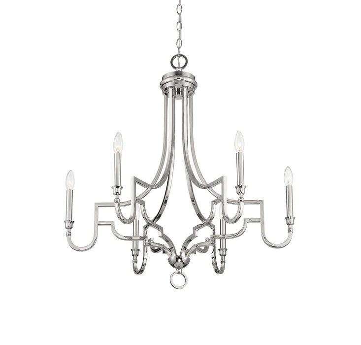 Meridian M10083PN Six Light Chandelier, Polished Nickel