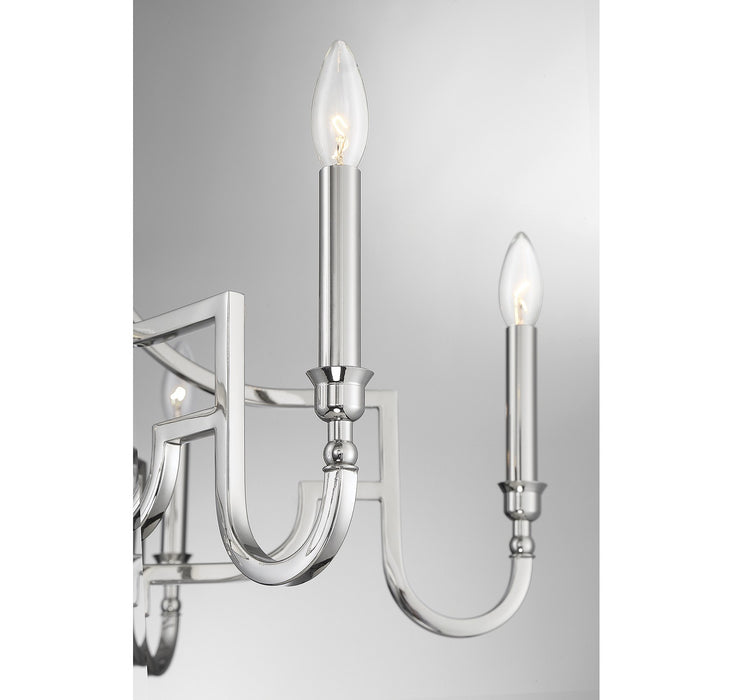 Meridian M10083PN Six Light Chandelier, Polished Nickel