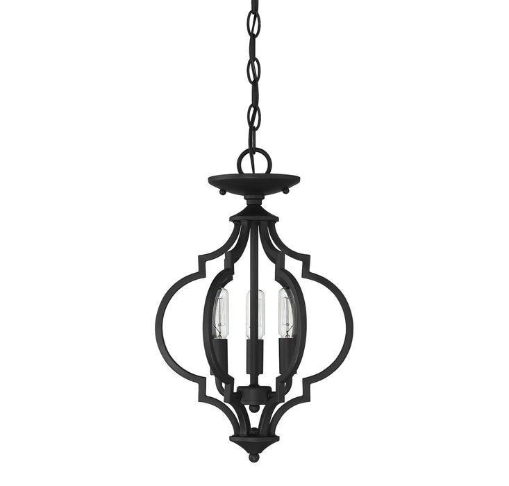 Meridian M60055MBK Three Light Semi-Flush Mount, Matte Black