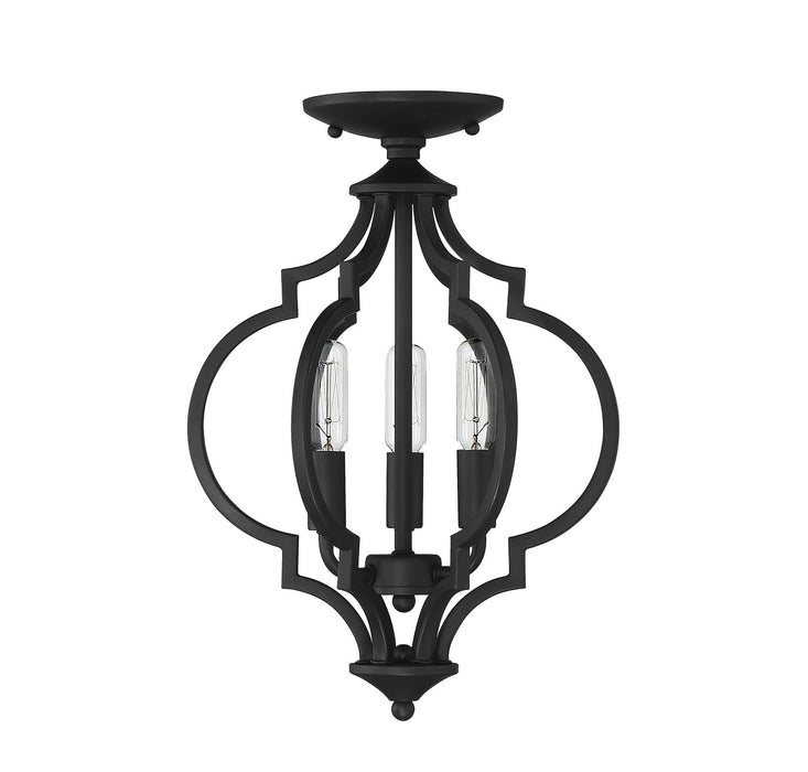 Meridian M60055MBK Three Light Semi-Flush Mount, Matte Black