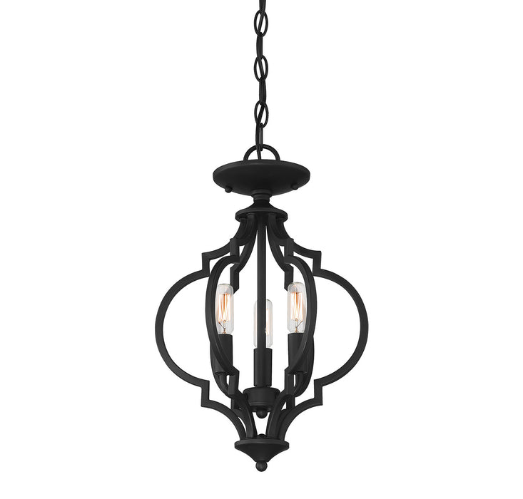 Meridian M60055MBK Three Light Semi-Flush Mount, Matte Black