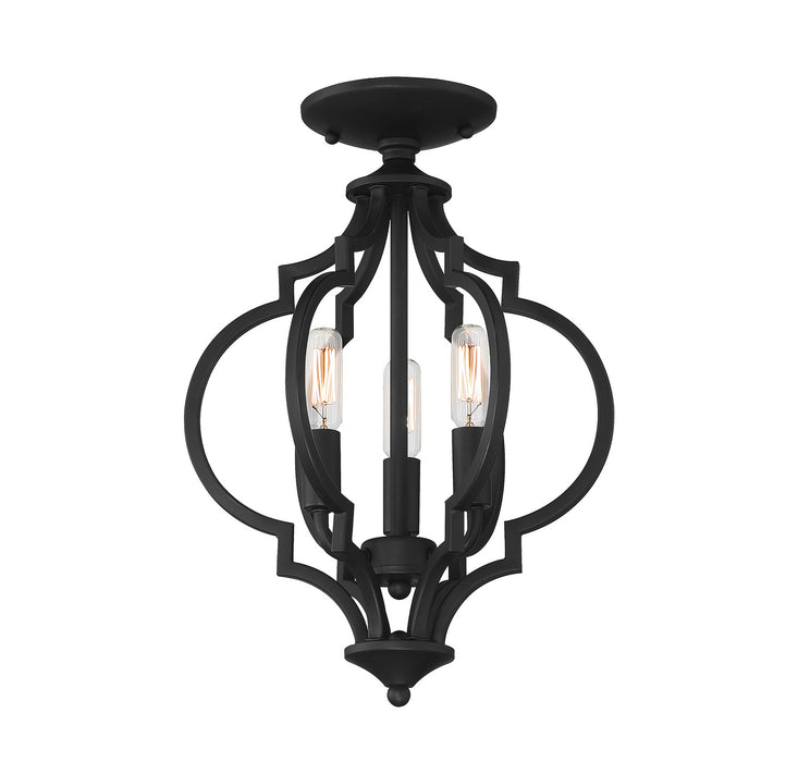 Meridian M60055MBK Three Light Semi-Flush Mount, Matte Black