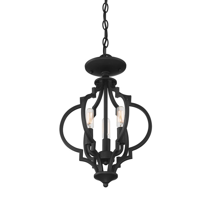 Meridian M60055MBK Three Light Semi-Flush Mount, Matte Black
