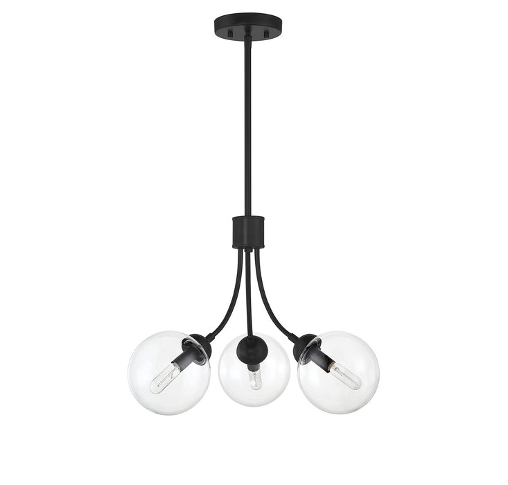 Meridian M10057MBK Three Light Chandelier, Matte Black