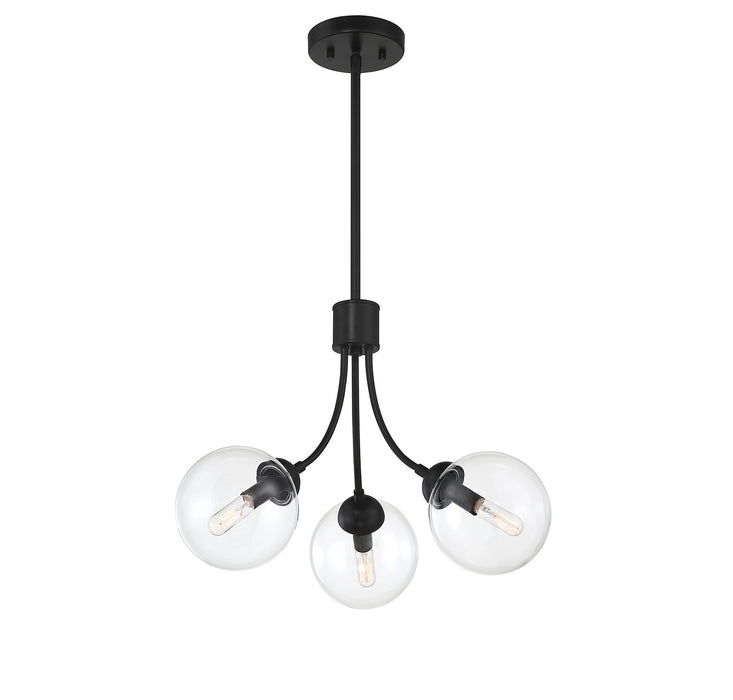 Meridian M10057MBK Three Light Chandelier, Matte Black