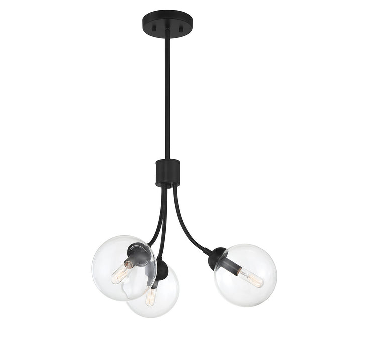 Meridian M10057MBK Three Light Chandelier, Matte Black