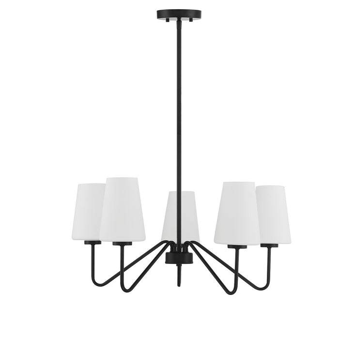 Meridian M10060MBK Five Light Chandelier, Matte Black